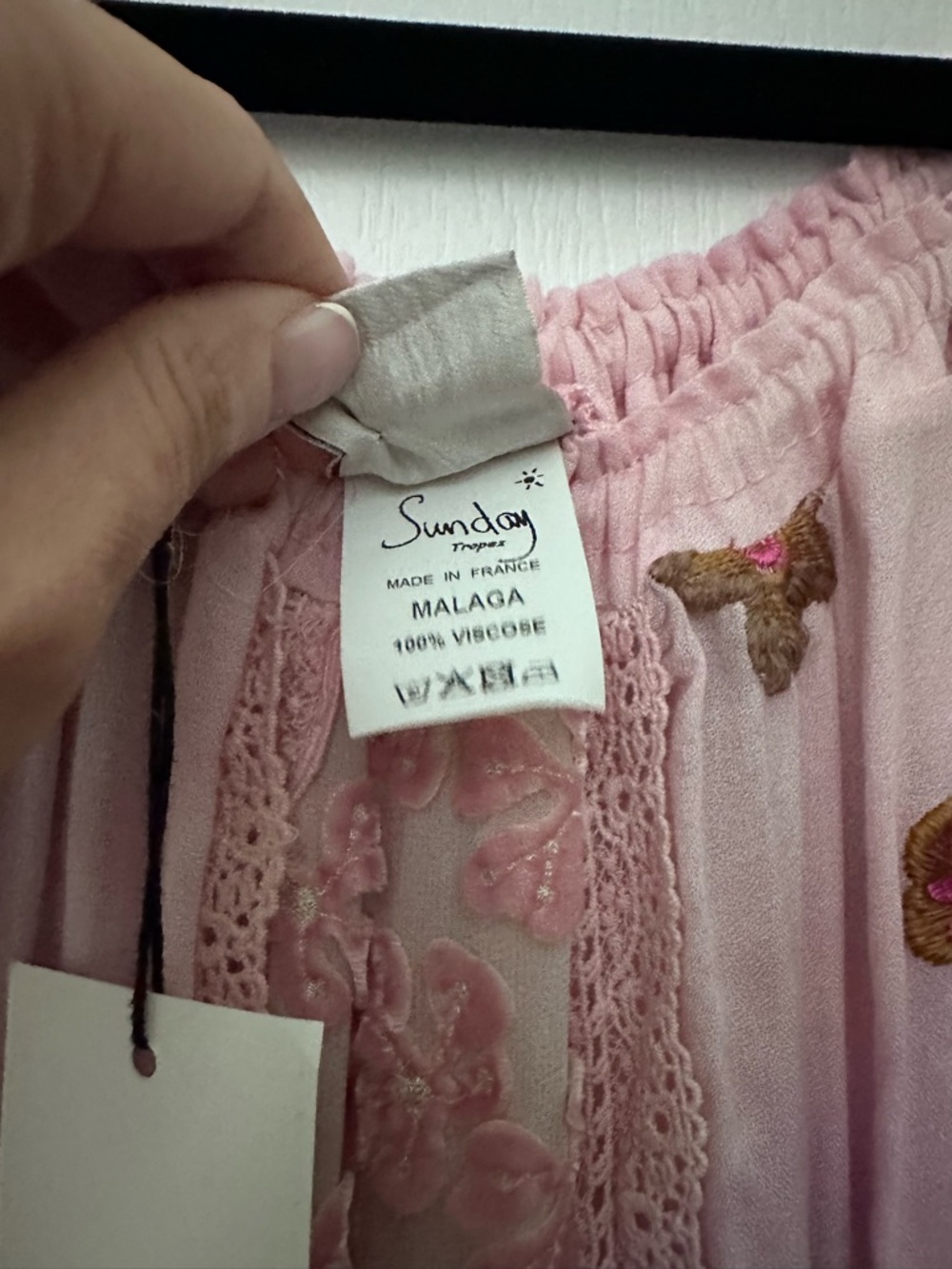 Sunday St Tropez Light Pink Floral Embroidered Lace-Trim Romper One Size - Picture 5 of 5